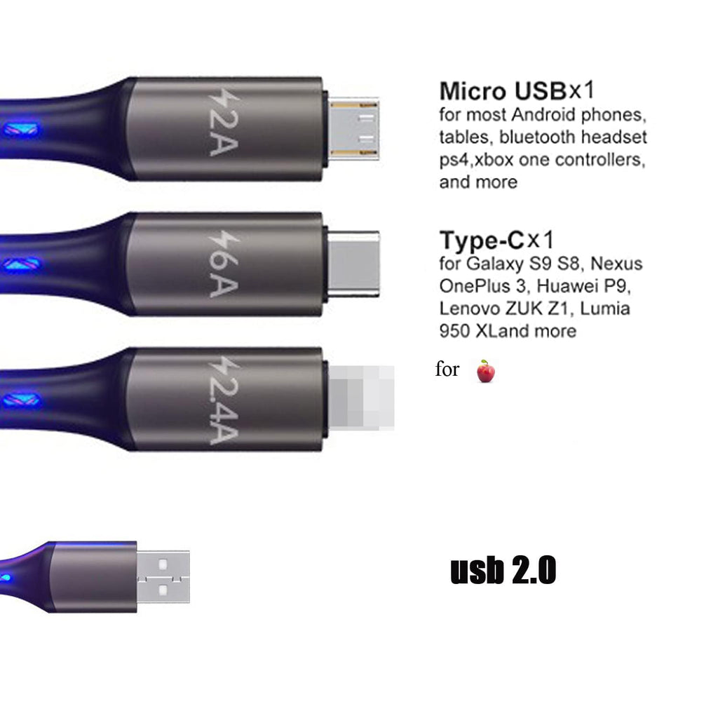 66W RGB Fast Charging Cable LED USB Charging Cable for Fast Charging