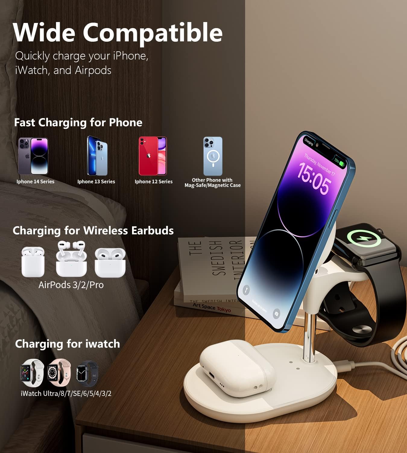 Multifunction Wireless Charger Fast Charging Station 