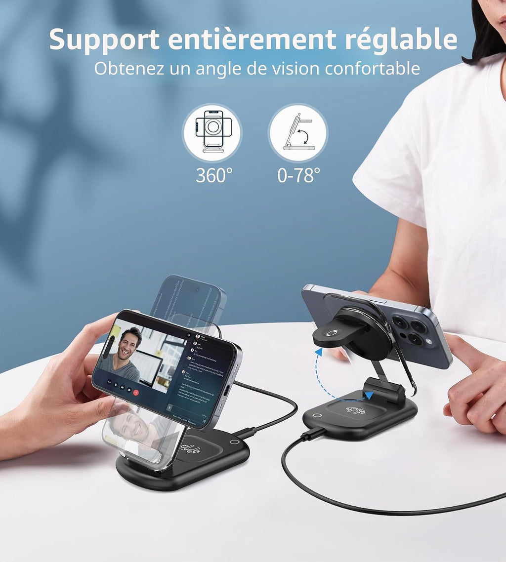 Station de Charge 3-en-1 - Chargez tout avec style!