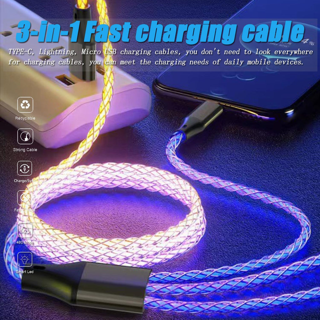 66W RGB Fast Charging Cable LED USB Charging Cable for Fast Charging