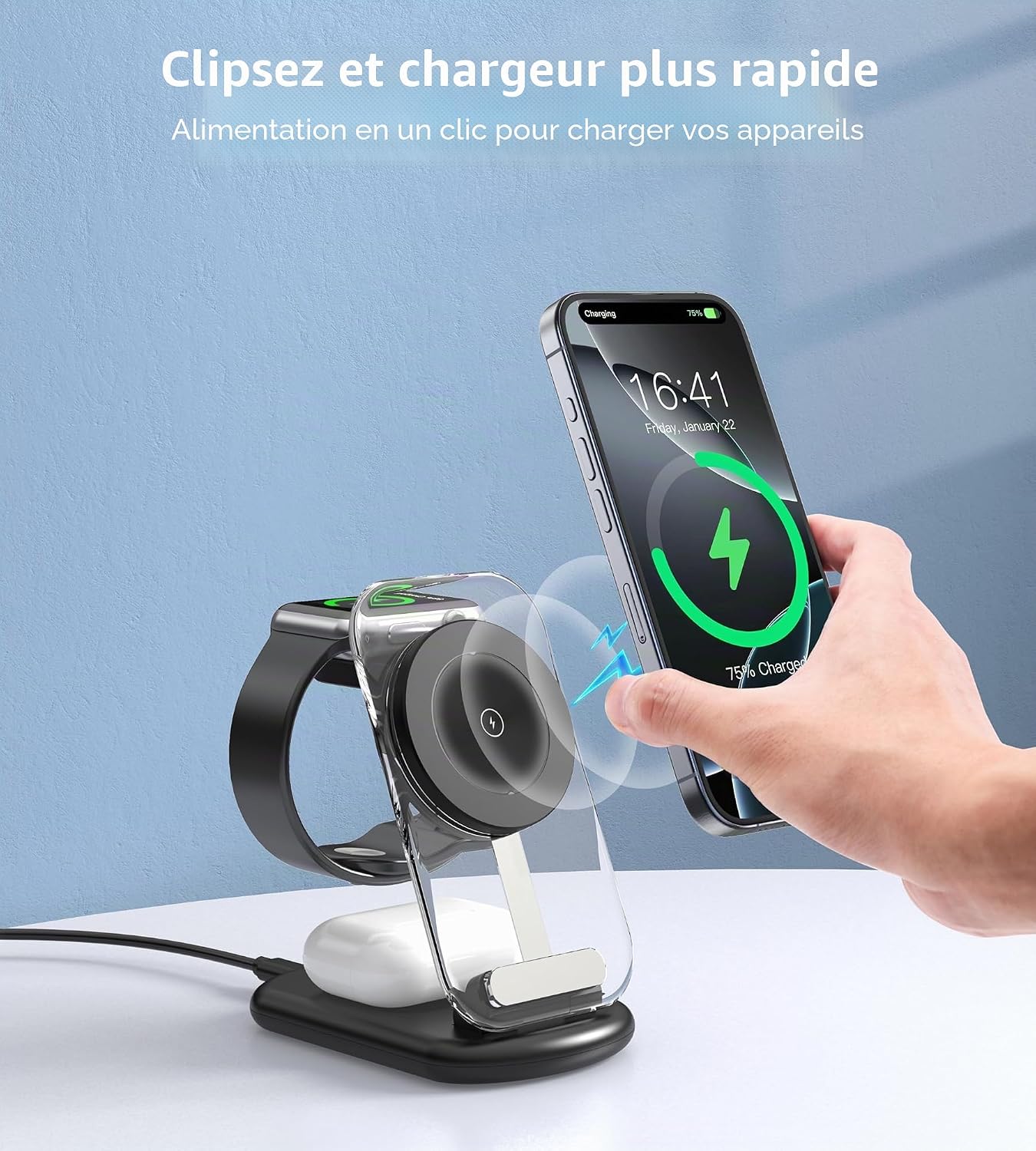 Station de Charge 3-en-1 - Chargez tout avec style!