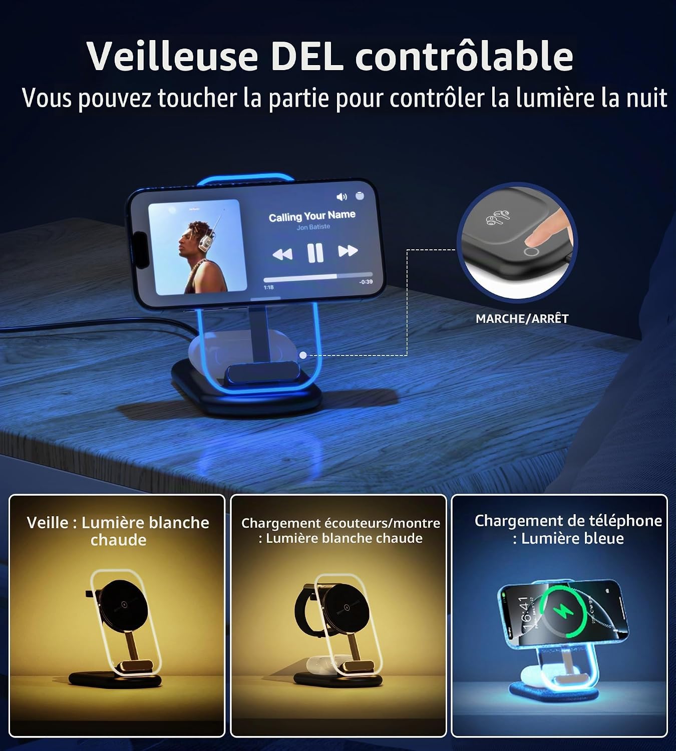 Station de Charge 3-en-1 - Chargez tout avec style!