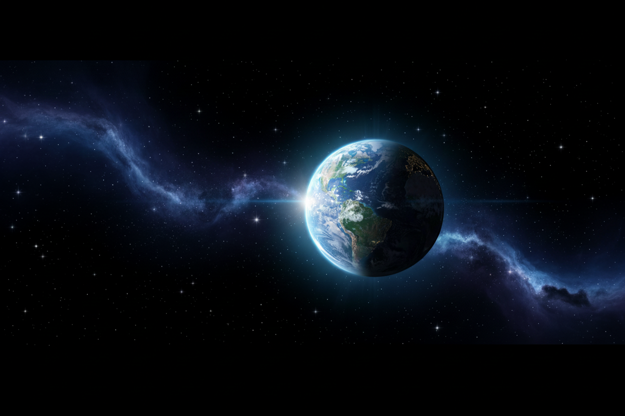 Planète Terre fond étoilé